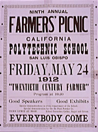 A 1912 broadside welcoming the community to the ninth annual Farmers' Picnic, a forerunner to Poly Royal.