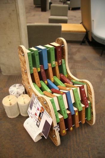 Reclaimed books chair, Courtesy Kennedy Library.