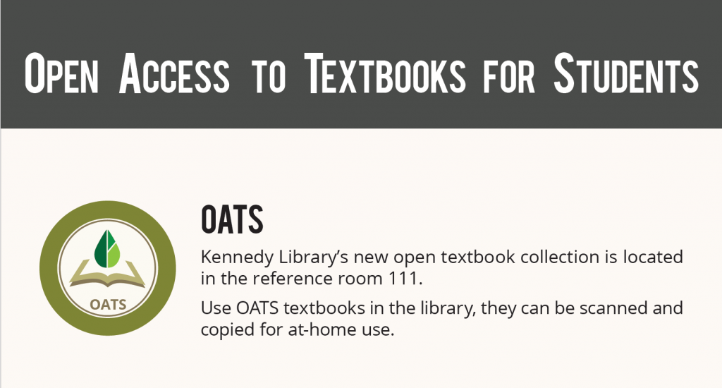 Screen capture of the library's newest free textbook option, OATS